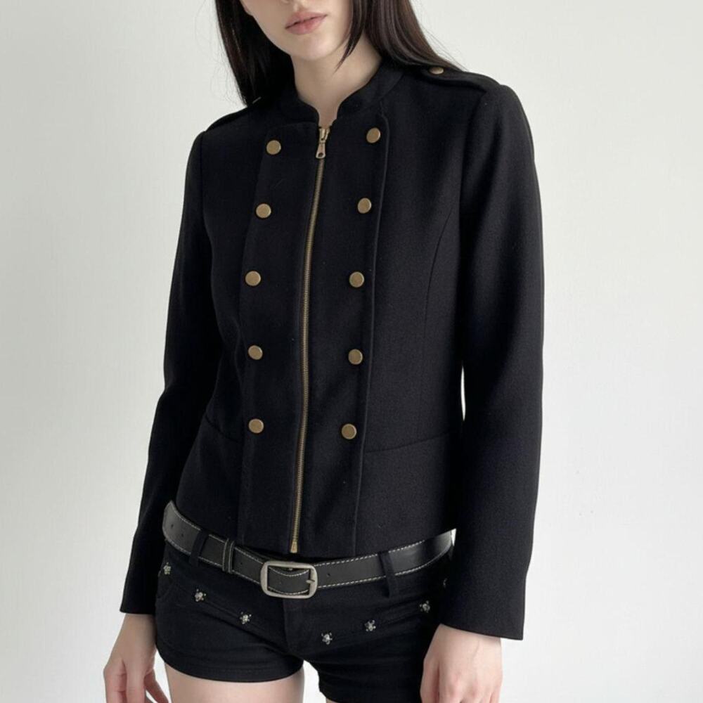 Indie Sleaze Military Napoleon Jacket 90s Vamp Grunge